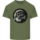 Grim Reaper Clock Skull Biker Gothic Demon Mens Cotton T-Shirt Tee Top Military Green