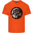 Grim Reaper Clock Skull Biker Gothic Demon Mens Cotton T-Shirt Tee Top Orange