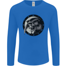 Grim Reaper Clock Skull Biker Gothic Demon Mens Long Sleeve T-Shirt Royal Blue