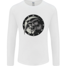 Grim Reaper Clock Skull Biker Gothic Demon Mens Long Sleeve T-Shirt White