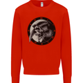 Grim Reaper Clock Skull Biker Gothic Demon Mens Sweatshirt Jumper Bright Red
