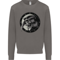 Grim Reaper Clock Skull Biker Gothic Demon Mens Sweatshirt Jumper Charcoal