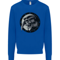 Grim Reaper Clock Skull Biker Gothic Demon Mens Sweatshirt Jumper Royal Blue