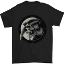 Grim Reaper Clock Skull Biker Gothic Demon Mens T-Shirt Cotton Gildan Black