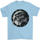 Grim Reaper Clock Skull Biker Gothic Demon Mens T-Shirt Cotton Gildan Light Blue