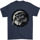 Grim Reaper Clock Skull Biker Gothic Demon Mens T-Shirt Cotton Gildan Navy Blue