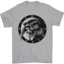 Grim Reaper Clock Skull Biker Gothic Demon Mens T-Shirt Cotton Gildan Sports Grey