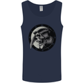 Grim Reaper Clock Skull Biker Gothic Demon Mens Vest Tank Top Navy Blue