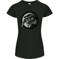 Grim Reaper Clock Skull Biker Gothic Demon Womens Petite Cut T-Shirt Black