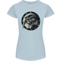 Grim Reaper Clock Skull Biker Gothic Demon Womens Petite Cut T-Shirt Light Blue