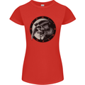 Grim Reaper Clock Skull Biker Gothic Demon Womens Petite Cut T-Shirt Red