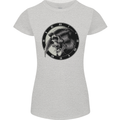 Grim Reaper Clock Skull Biker Gothic Demon Womens Petite Cut T-Shirt Sports Grey