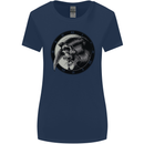 Grim Reaper Clock Skull Biker Gothic Demon Womens Wider Cut T-Shirt Navy Blue