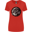 Grim Reaper Clock Skull Biker Gothic Demon Womens Wider Cut T-Shirt Red