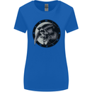 Grim Reaper Clock Skull Biker Gothic Demon Womens Wider Cut T-Shirt Royal Blue
