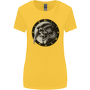 Grim Reaper Clock Skull Biker Gothic Demon Womens Wider Cut T-Shirt Yellow