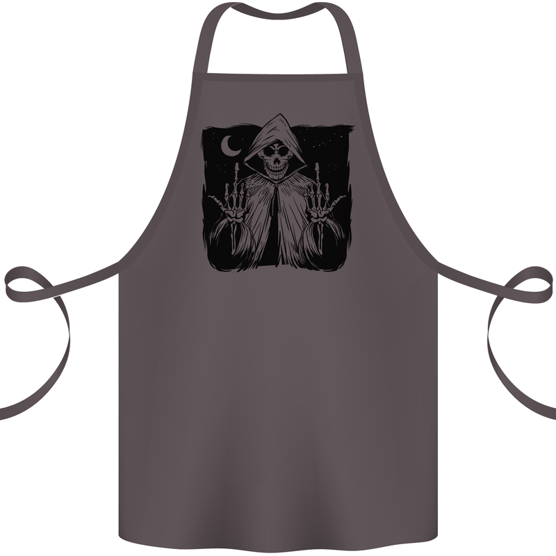 Grim Reaper Finger Flip Skull Biker Funny Cotton Apron 100% Organic Dark Grey
