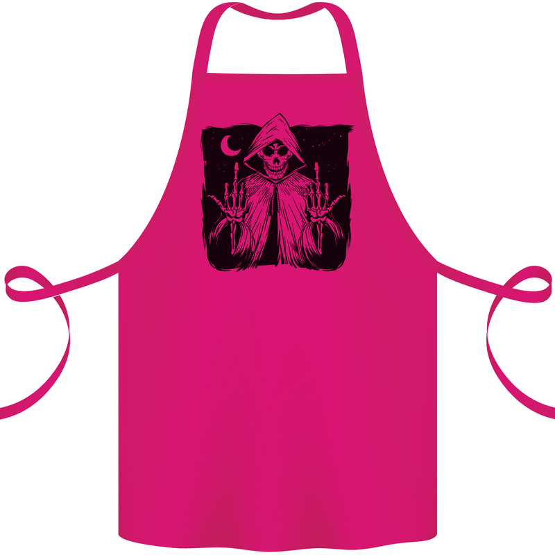 Grim Reaper Finger Flip Skull Biker Funny Cotton Apron 100% Organic Pink