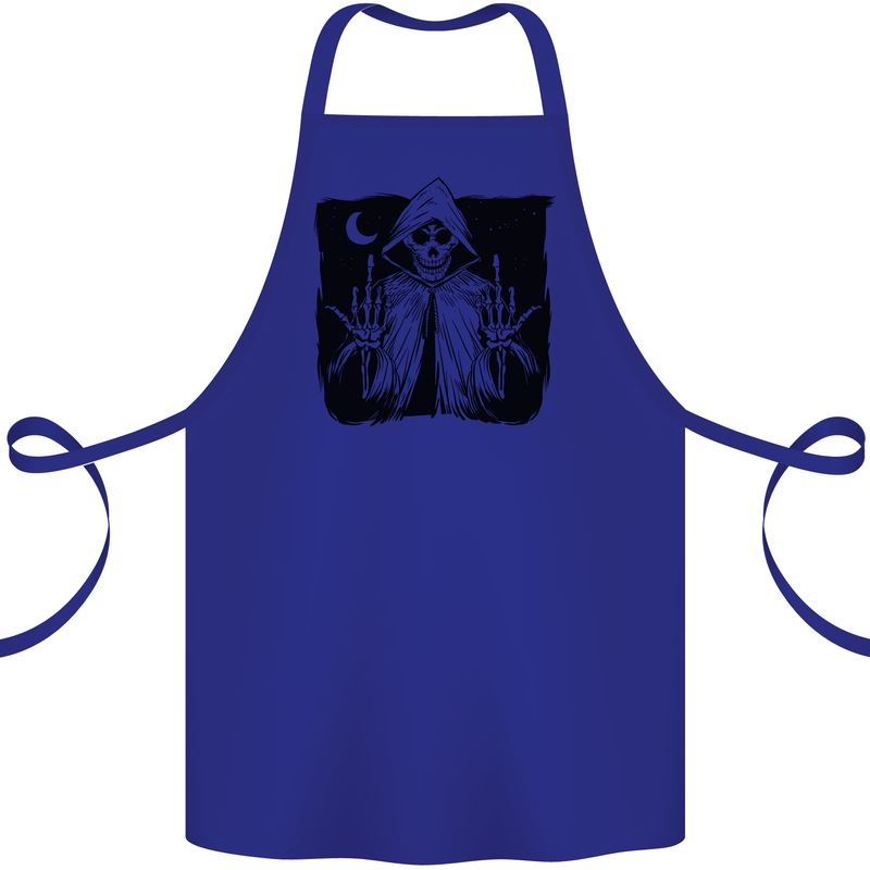 Grim Reaper Finger Flip Skull Biker Funny Cotton Apron 100% Organic Royal Blue