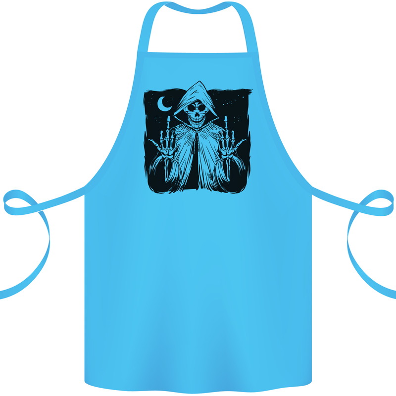 Grim Reaper Finger Flip Skull Biker Funny Cotton Apron 100% Organic Turquoise