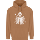 Grim Reaper Finger Flip Skull Biker Funny Mens 80% Cotton Hoodie Caramel Latte