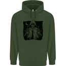 Grim Reaper Finger Flip Skull Biker Funny Mens 80% Cotton Hoodie Forest Green
