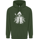Grim Reaper Finger Flip Skull Biker Funny Mens 80% Cotton Hoodie Forest Green