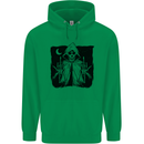 Grim Reaper Finger Flip Skull Biker Funny Mens 80% Cotton Hoodie Irish Green