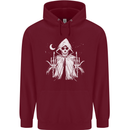 Grim Reaper Finger Flip Skull Biker Funny Mens 80% Cotton Hoodie Maroon