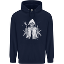 Grim Reaper Finger Flip Skull Biker Funny Mens 80% Cotton Hoodie Navy Blue