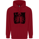 Grim Reaper Finger Flip Skull Biker Funny Mens 80% Cotton Hoodie Red
