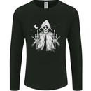 Grim Reaper Finger Flip Skull Biker Funny Mens Long Sleeve T-Shirt Black
