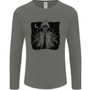 Grim Reaper Finger Flip Skull Biker Funny Mens Long Sleeve T-Shirt Charcoal