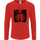 Grim Reaper Finger Flip Skull Biker Funny Mens Long Sleeve T-Shirt Red