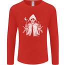 Grim Reaper Finger Flip Skull Biker Funny Mens Long Sleeve T-Shirt Red
