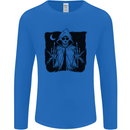 Grim Reaper Finger Flip Skull Biker Funny Mens Long Sleeve T-Shirt Royal Blue