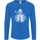 Grim Reaper Finger Flip Skull Biker Funny Mens Long Sleeve T-Shirt Royal Blue