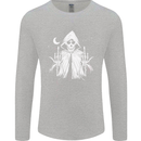 Grim Reaper Finger Flip Skull Biker Funny Mens Long Sleeve T-Shirt Sports Grey