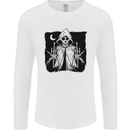 Grim Reaper Finger Flip Skull Biker Funny Mens Long Sleeve T-Shirt White