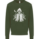 Grim Reaper Finger Flip Skull Biker Funny Mens Sweatshirt Jumper Forest Green