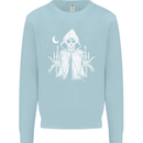 Grim Reaper Finger Flip Skull Biker Funny Mens Sweatshirt Jumper Light Blue