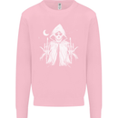 Grim Reaper Finger Flip Skull Biker Funny Mens Sweatshirt Jumper Light Pink