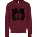 Grim Reaper Finger Flip Skull Biker Funny Mens Sweatshirt Jumper Maroon