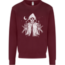 Grim Reaper Finger Flip Skull Biker Funny Mens Sweatshirt Jumper Maroon