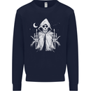 Grim Reaper Finger Flip Skull Biker Funny Mens Sweatshirt Jumper Navy Blue