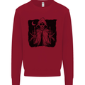 Grim Reaper Finger Flip Skull Biker Funny Mens Sweatshirt Jumper Red