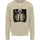 Grim Reaper Finger Flip Skull Biker Funny Mens Sweatshirt Jumper Sand