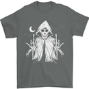 Grim Reaper Finger Flip Skull Biker Funny Mens T-Shirt Cotton Gildan Charcoal