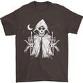 Grim Reaper Finger Flip Skull Biker Funny Mens T-Shirt Cotton Gildan Dark Chocolate