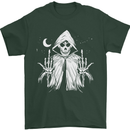 Grim Reaper Finger Flip Skull Biker Funny Mens T-Shirt Cotton Gildan Forest Green